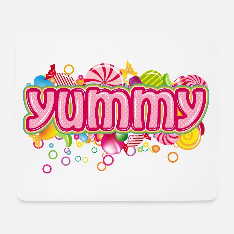 Yummy – Bonbonfarbene Typografie für Naschkatzen - Mousepad (Querformat) - Weiß