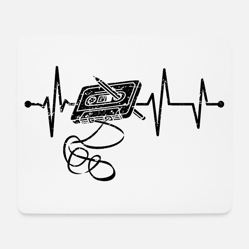 Retro Musik Kassette Herzschlag Vintage Mixtape - Mousepad (Querformat) - Weiß