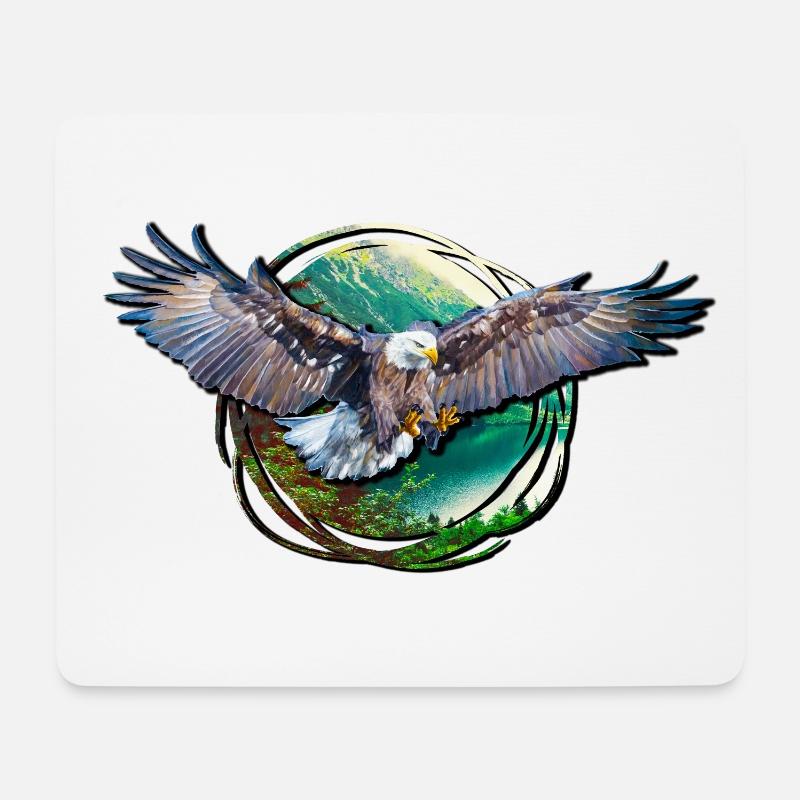 Adler Eagle Adventure Natur Wald Wildnis Berge See - Mousepad (Querformat) - Weiß