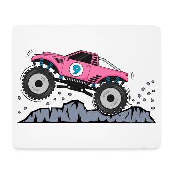 Monstertruck Geburtstag 9 Pink - Mousepad (Querformat) - Weiß - Vorne