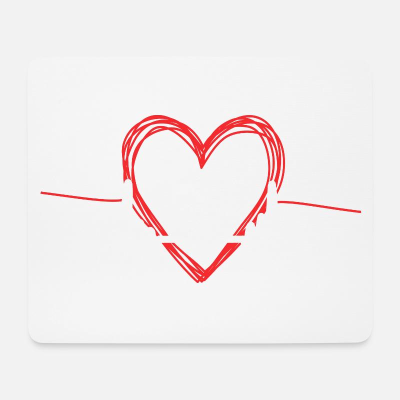 EKG Herzschlag Liebe Kardiogramm Hohles EKG Herz - Mousepad (Querformat) - Weiß