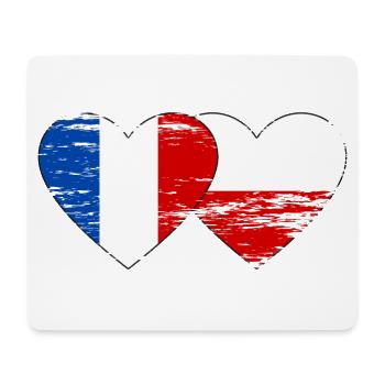 France Pologne Drapeau Coeur utilisé - Tapis de souris (format paysage) - blanc - Devant