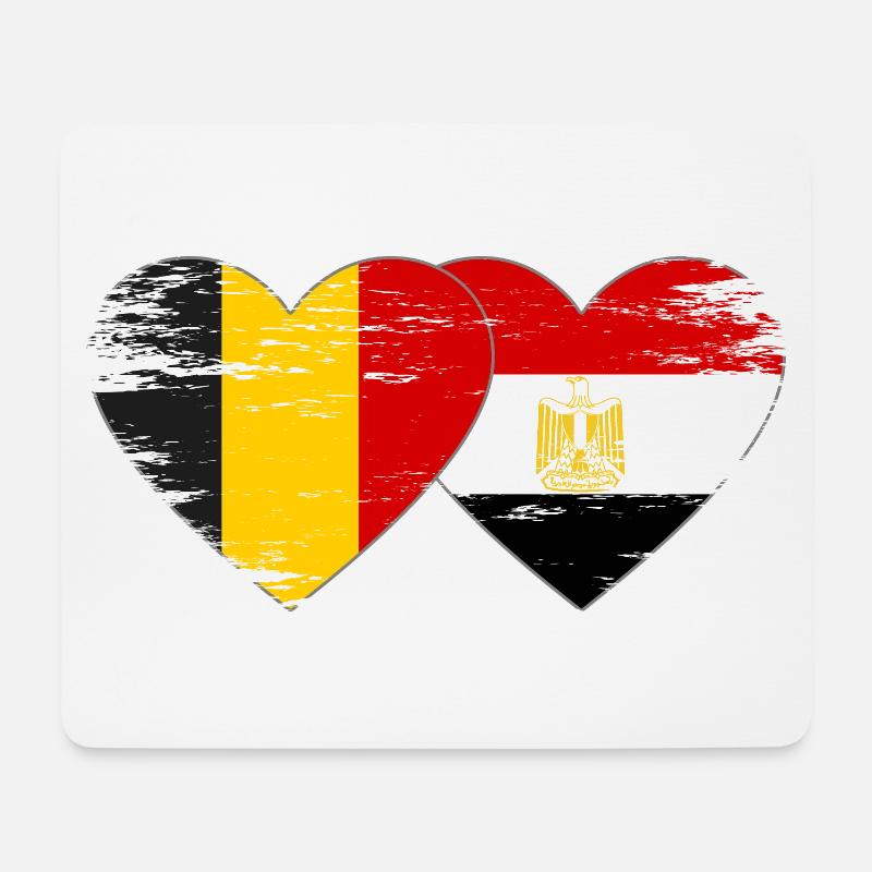 Belgien Ägypten Flagge Hände Herzform used - Mousepad (Querformat) - Weiß