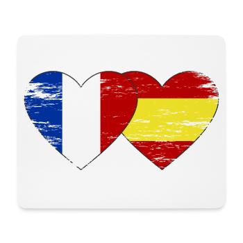 France Espagne Drapeau Mains Coeur Forme Utilisé - Tapis de souris (format paysage) - blanc - Devant