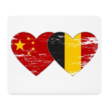 Drapeau de la Chine Belgique coeur utilisé - Tapis de souris (format paysage) - blanc - Devant