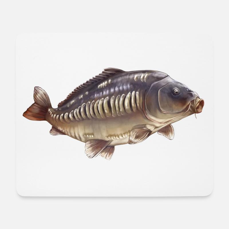 Mirror Carp Fishing Design Realistic Angler  - Mouse Pad (horizontal) - white