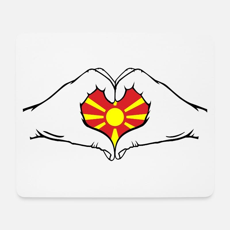 Makedonien Flagge Hände Herzform - Mousepad (Querformat) - Weiß