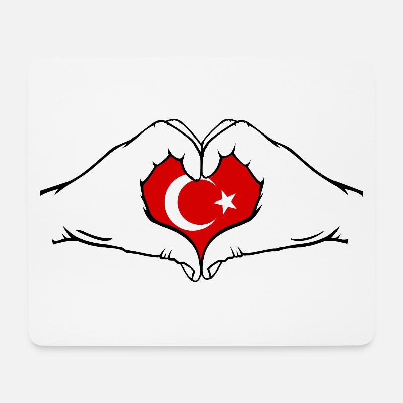 Türkei Flagge Herzform - Mousepad (Querformat) - Weiß