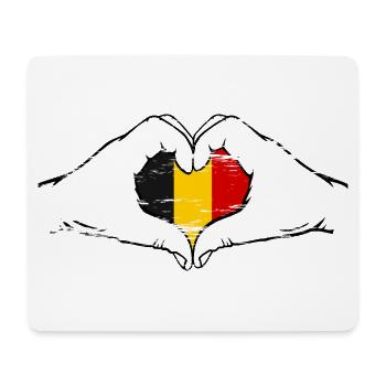 Belgium Flag Heart Shape Used - Mouse Pad (horizontal) - white - Front