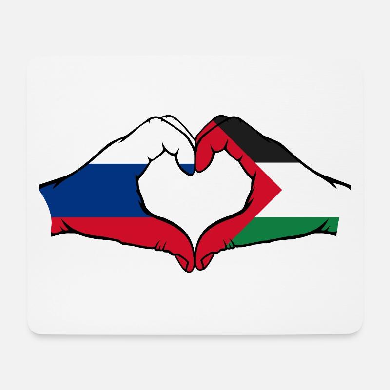 Russland Palästina Herzform mit Hände - Mousepad (Querformat) - Weiß