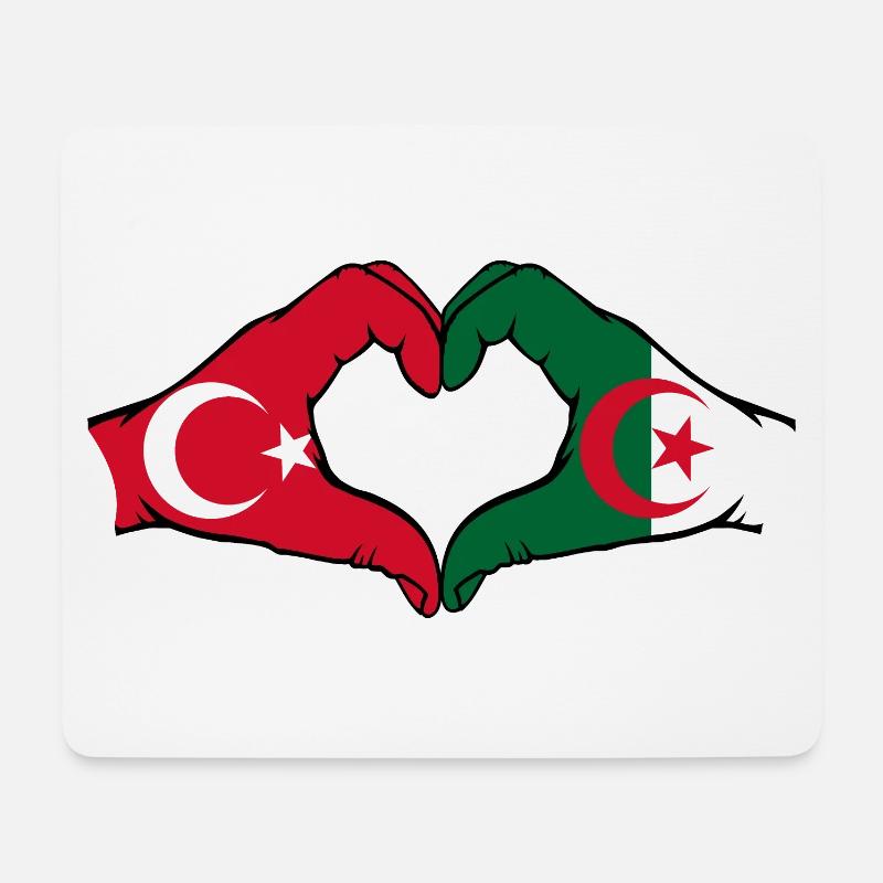 Türkei Algerien Flagge Herzform mit Hände - Mousepad (Querformat) - Weiß