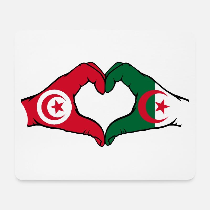 Tunesien Algerien Herzform mit Hände - Mousepad (Querformat) - Weiß