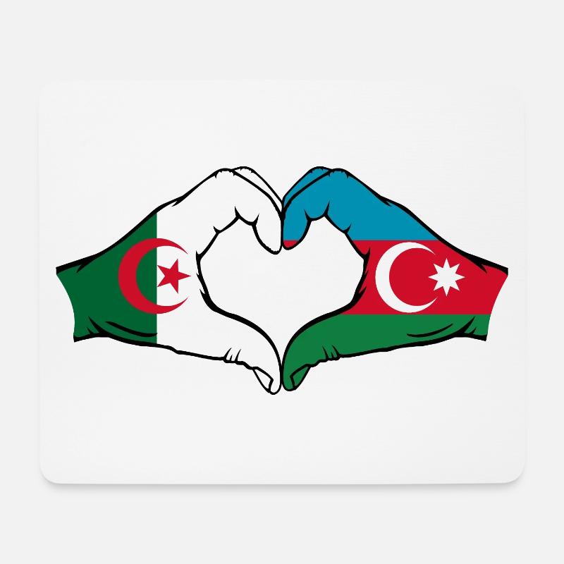 Algerien AserbaidschanHerzform mit Hände - Mousepad (Querformat) - Weiß