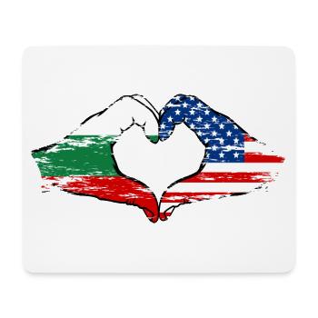 Bulgaria USA heart shape with hands used - Mouse Pad (horizontal) - white - Front