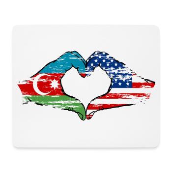 Azerbaijan USA Heart Shape with Hands Used - Mouse Pad (horizontal) - white - Front