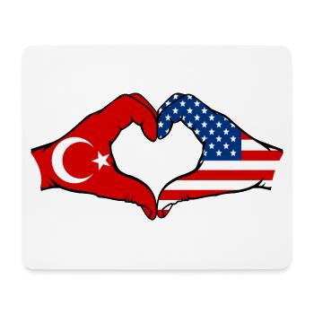Türkiye USA heart shape with hands - Mouse Pad (horizontal) - white - Front