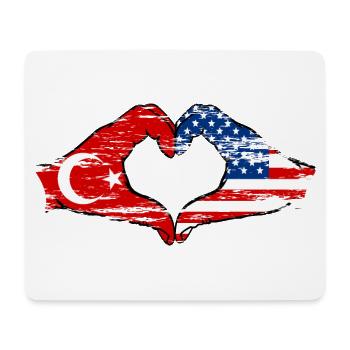 Forme de coeur Türkiye USA avec mains utilisées - Tapis de souris (format paysage) - blanc - Devant
