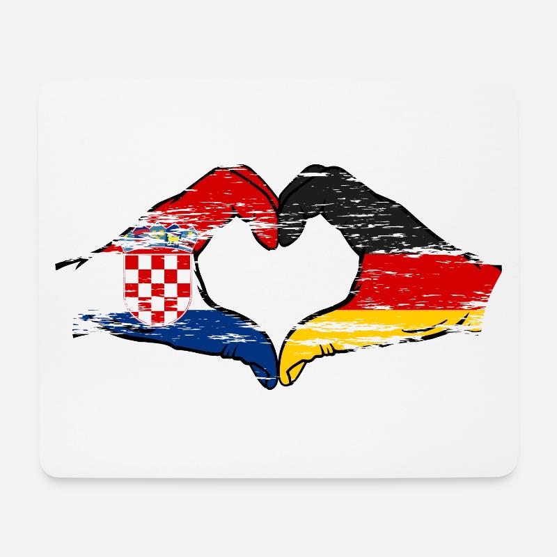 Kroatien Deutschland Herzform mit Hände used - Mousepad (Querformat) - Weiß