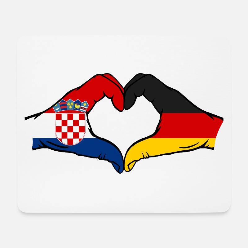 Kroatien Deutschland Herzform mit Hände - Mousepad (Querformat) - Weiß
