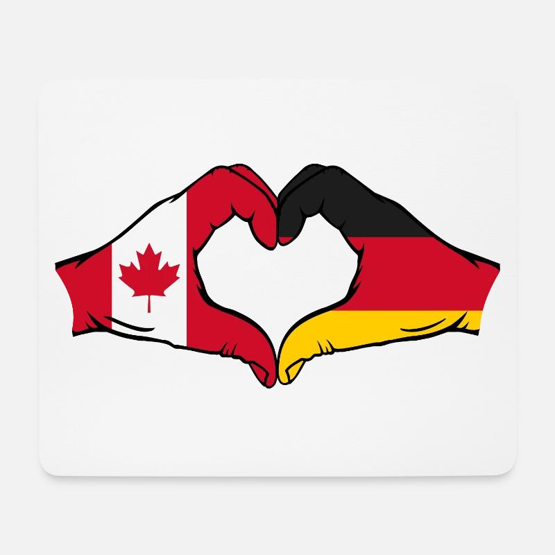 Kanada Deutschland Herzform mit Hände - Mousepad (Querformat) - Weiß