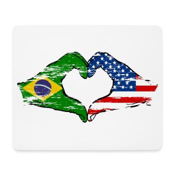 Brazil USA heart shape with hands used - Mouse Pad (horizontal) - white - Front
