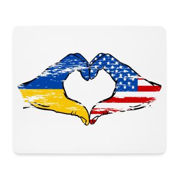 Ukraine USA Heart Shape with Hands Used - Mouse Pad (horizontal) - white - Front