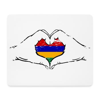 Mauritius Flag Hands Heart Shape Used - Mouse Pad (horizontal) - white - Front