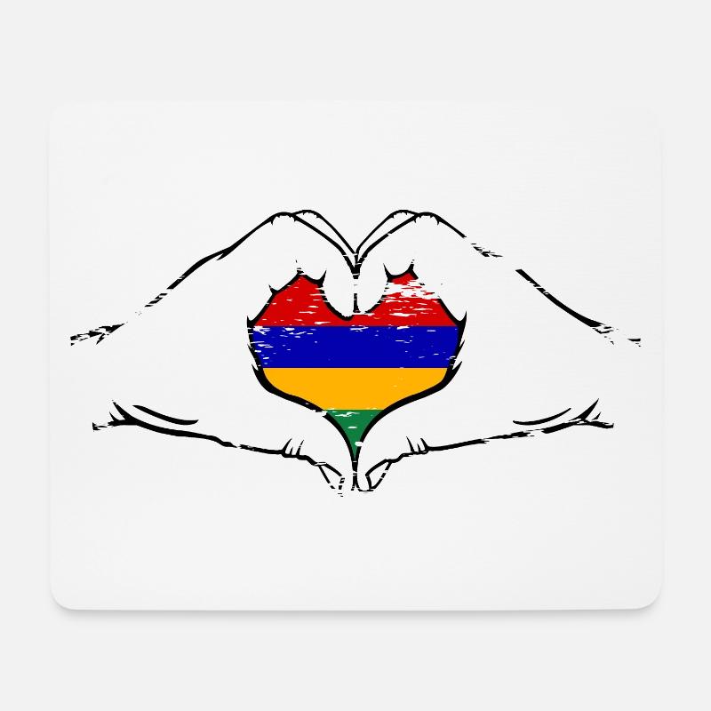 Mauritius Flagge Hände Herzform used - Mousepad (Querformat) - Weiß