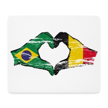 Brazil Belgium Flag Hands Heart Shape Used - Mouse Pad (horizontal) - white - Front