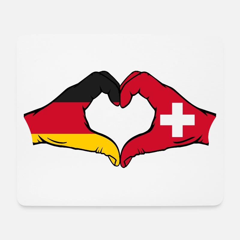 Deutschland Schweiz Flagge Hände Herzform - Mousepad (Querformat) - Weiß