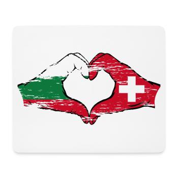 Bulgarie Suisse Drapeau Mains Coeur Forme Utilisé - Tapis de souris (format paysage) - blanc - Devant