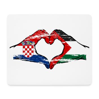 Croatia Palestine Flag Hands Heart Shape Used - Mouse Pad (horizontal) - white - Front