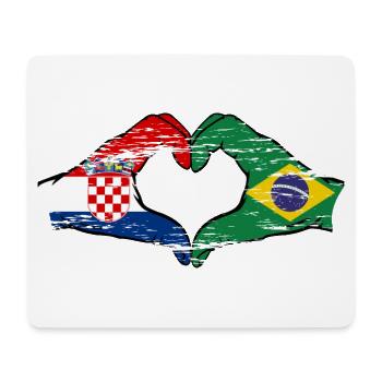 Croatie Brésil Drapeau Mains Coeur Forme Utilisé - Tapis de souris (format paysage) - blanc - Devant