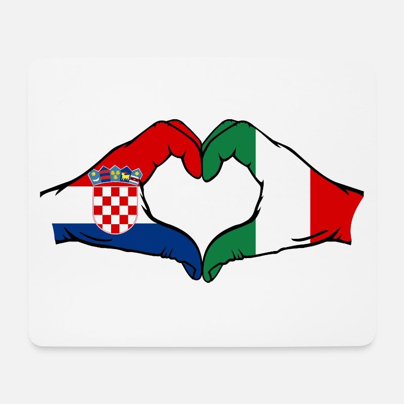 Kroatien Italien Flagge Hände Herzform - Mousepad (Querformat) - Weiß