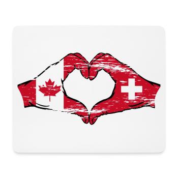 Canada Suisse Drapeau Mains Coeur Forme Utilisé - Tapis de souris (format paysage) - blanc - Devant