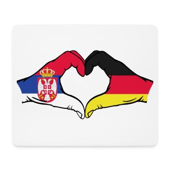 Serbia Germany Flag Hands Heart Shape - Mouse Pad (horizontal) - white - Front