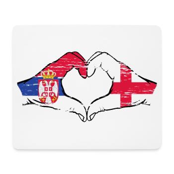Serbie Angleterre drapeau mains forme coeur utilisé - Tapis de souris (format paysage) - blanc - Devant