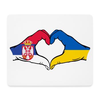 Serbia Ukraine Flag Hands Heart Shape - Mouse Pad (horizontal) - white - Front