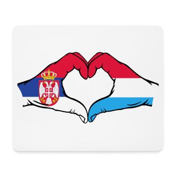 Mains du drapeau de la Serbie au Luxembourg en forme de coeur - Tapis de souris (format paysage) - blanc - Devant