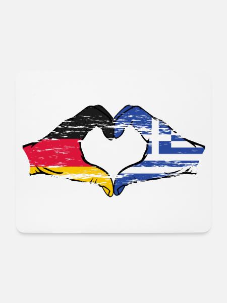 Deutschland Griechenland Flagge Hände Herz used - Mousepad (Querformat) - Weiß