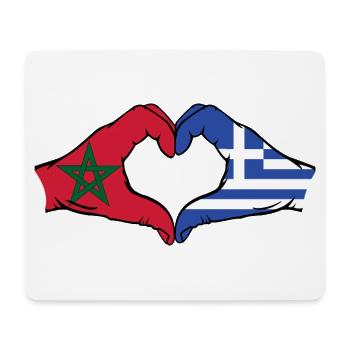 Morocco Greece Flag Hands Heart Shape - Mouse Pad (horizontal) - white - Front