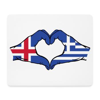 Iceland Greece Flag Hands Heart Shape - Mouse Pad (horizontal) - white - Front