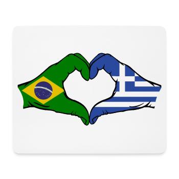Brésil Grèce Drapeau Mains Coeur Forme - Tapis de souris (format paysage) - blanc - Devant