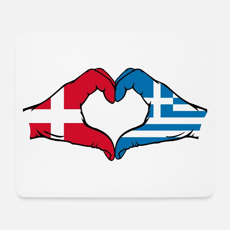 Dänemark Griechenland Flagge Hände Herzform - Mousepad (Querformat) - Weiß
