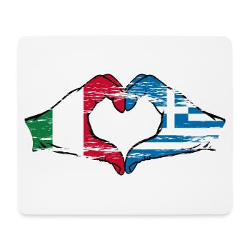 Italy Greece Flag Hands Heart Shape Used - Mouse Pad (horizontal) - white - Front