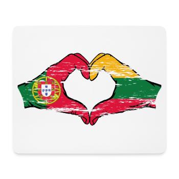 Portugal Lituanie drapeau mains forme coeur utilisé - Tapis de souris (format paysage) - blanc - Devant