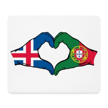Islande Portugal Drapeau Mains Coeur Forme - Tapis de souris (format paysage) - blanc - Devant