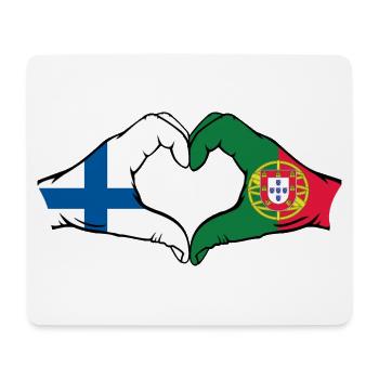 Finland Portugal Flag Hands Heart Shape - Mouse Pad (horizontal) - white - Front