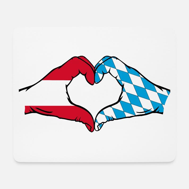 Österreich Bayern Flagge Hände Herzform - Mousepad (Querformat) - Weiß
