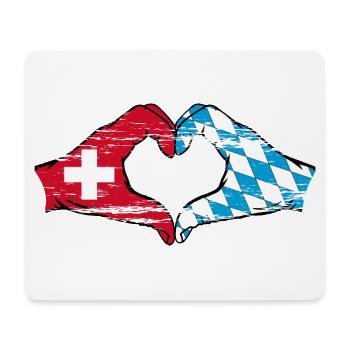 Suisse Bavière Drapeau Mains Coeur Forme Coeur Utilisé - Tapis de souris (format paysage) - blanc - Devant
